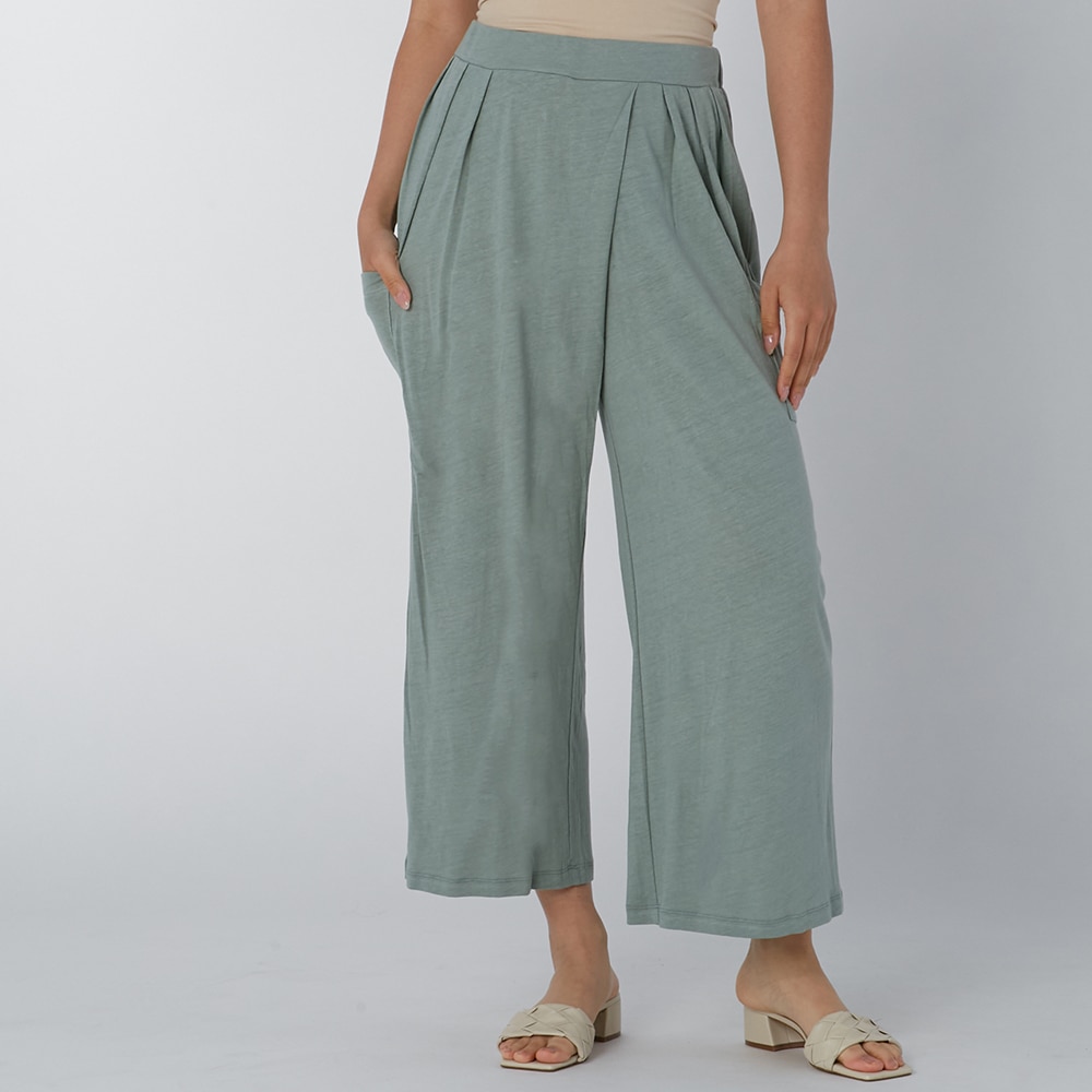 WynneLayers Linen Pant With Overlap Front