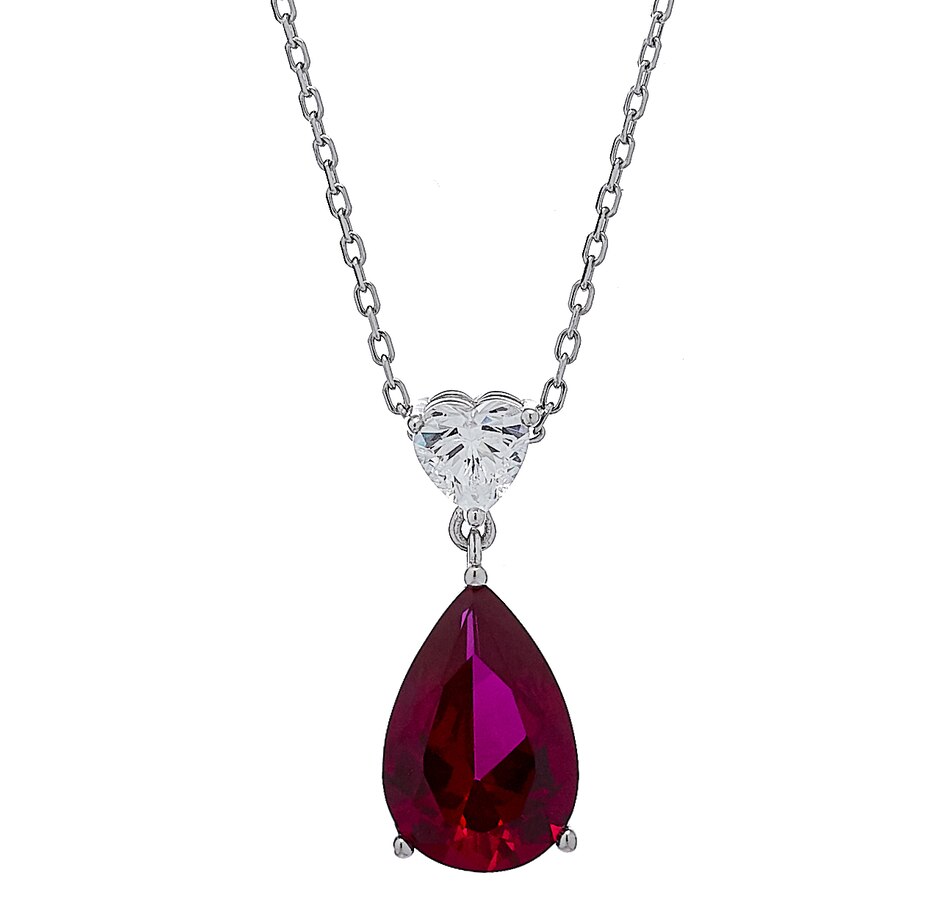 Image 218020_RBY.jpg, Product 218-020 / Price $39.33, Gem Illusions Sterling Silver Simulated Gemstone Pear & Heart Shape Pendant with Chain from Gem Illusions on TSC.ca's Jewellery department