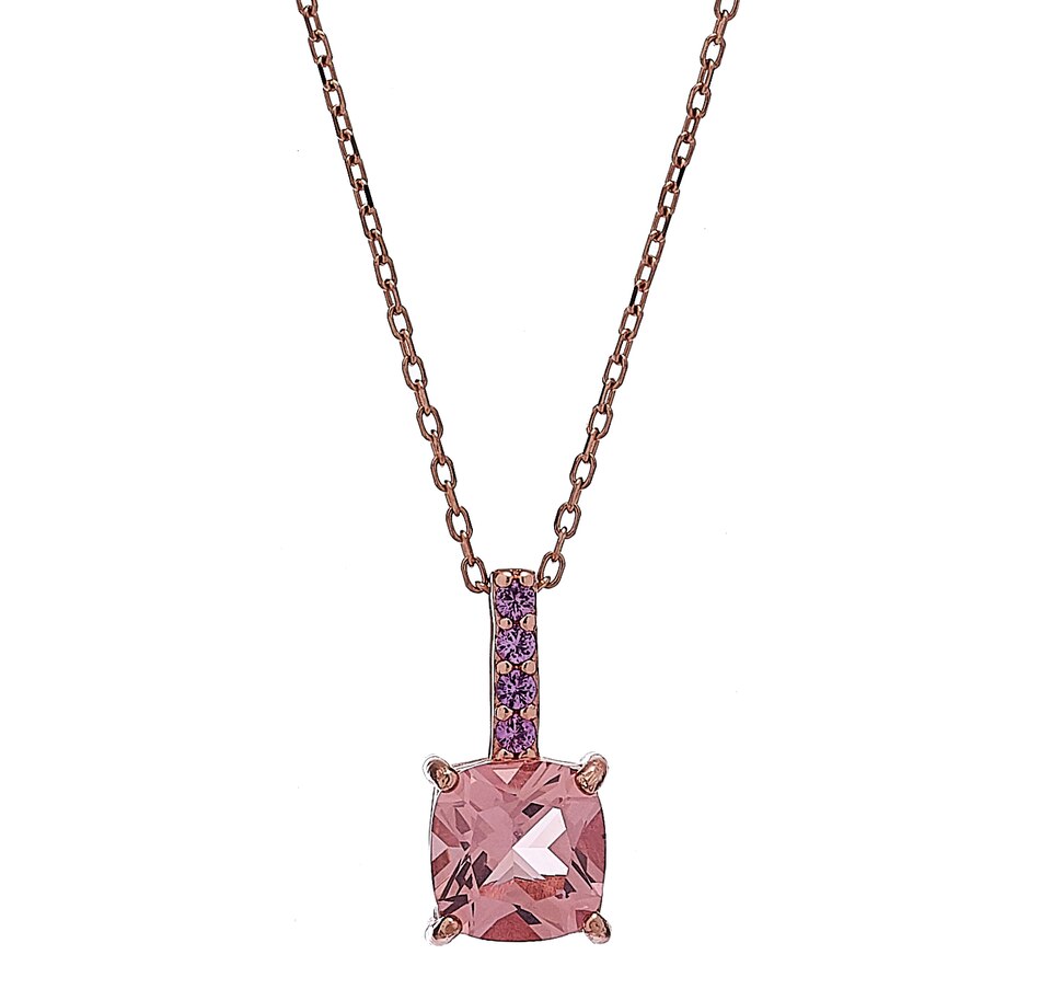 Image 218024_MOPSA.jpg, Product 218-024 / Price $39.33, Gem Illusions Sterling Silver Simulated Gemstone & Sapphire Cushion Cut Pendant with Chain from Gem Illusions on TSC.ca's Jewellery department
