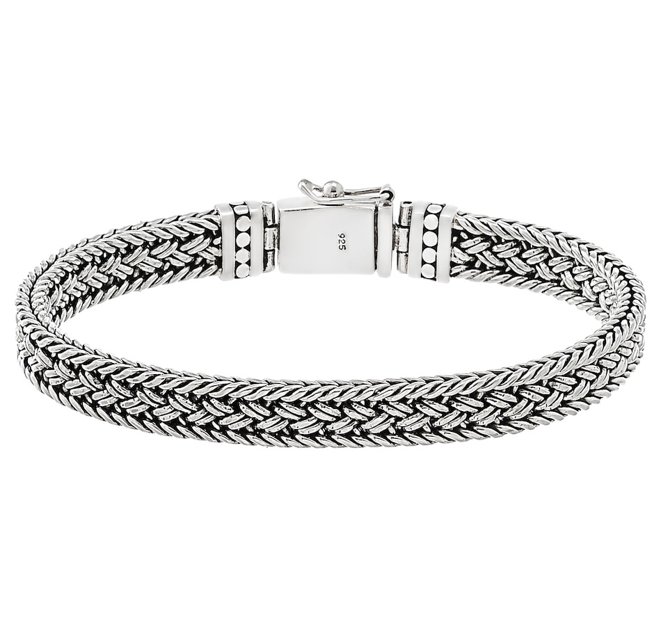 Silver Gallery For Men Sterling Silver Woven Chain Bracelet