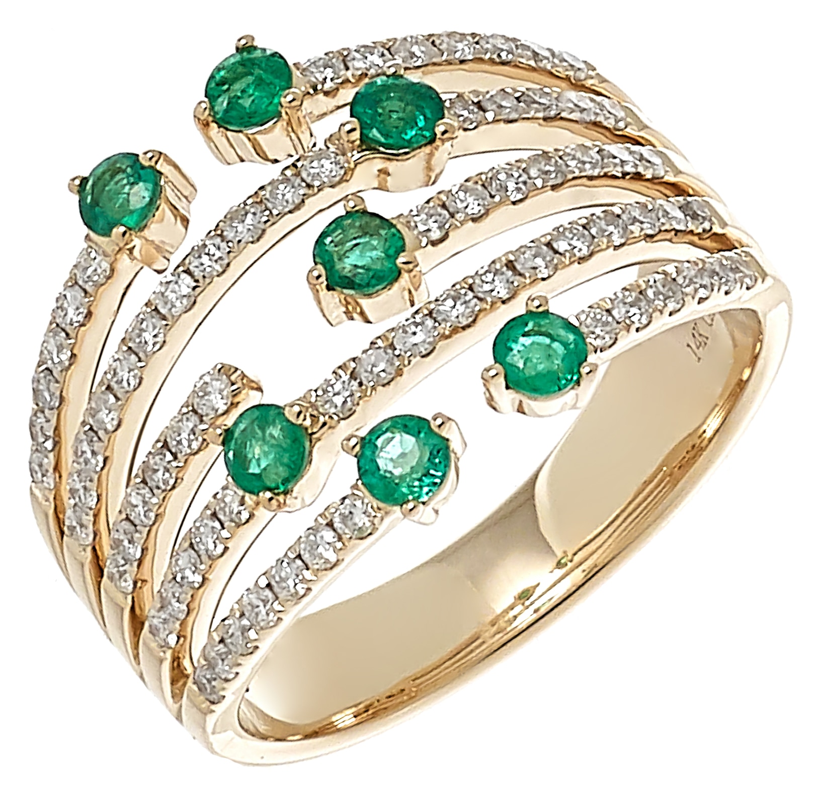 Graziela Gems 14K Gold Precious Gemstone & Diamond Multi Row Ring