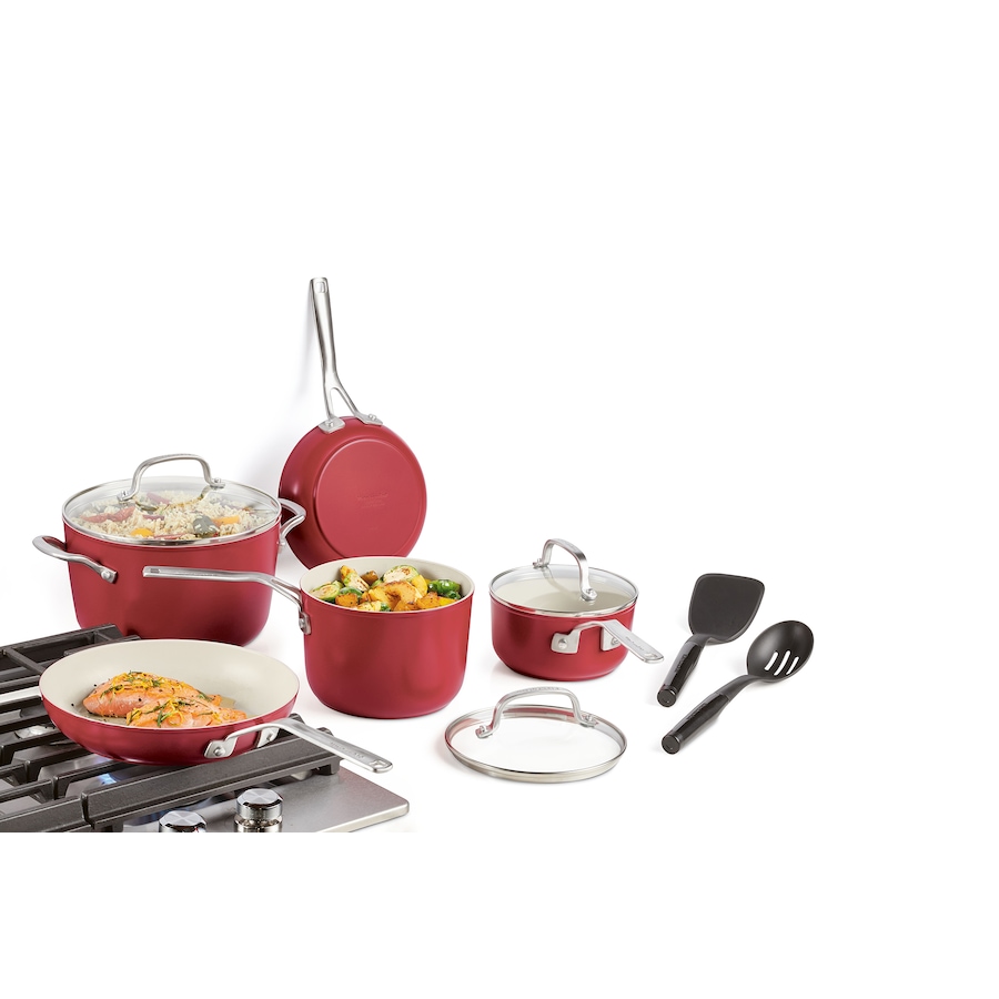 Image 219106_ALTMORE1.jpg, Product 219-106 / Price $199.99, KitchenAid 10-Piece Cookware Set in Empire Red (TSC exclusive colour) from KitchenAid on TSC.ca's Kitchen department