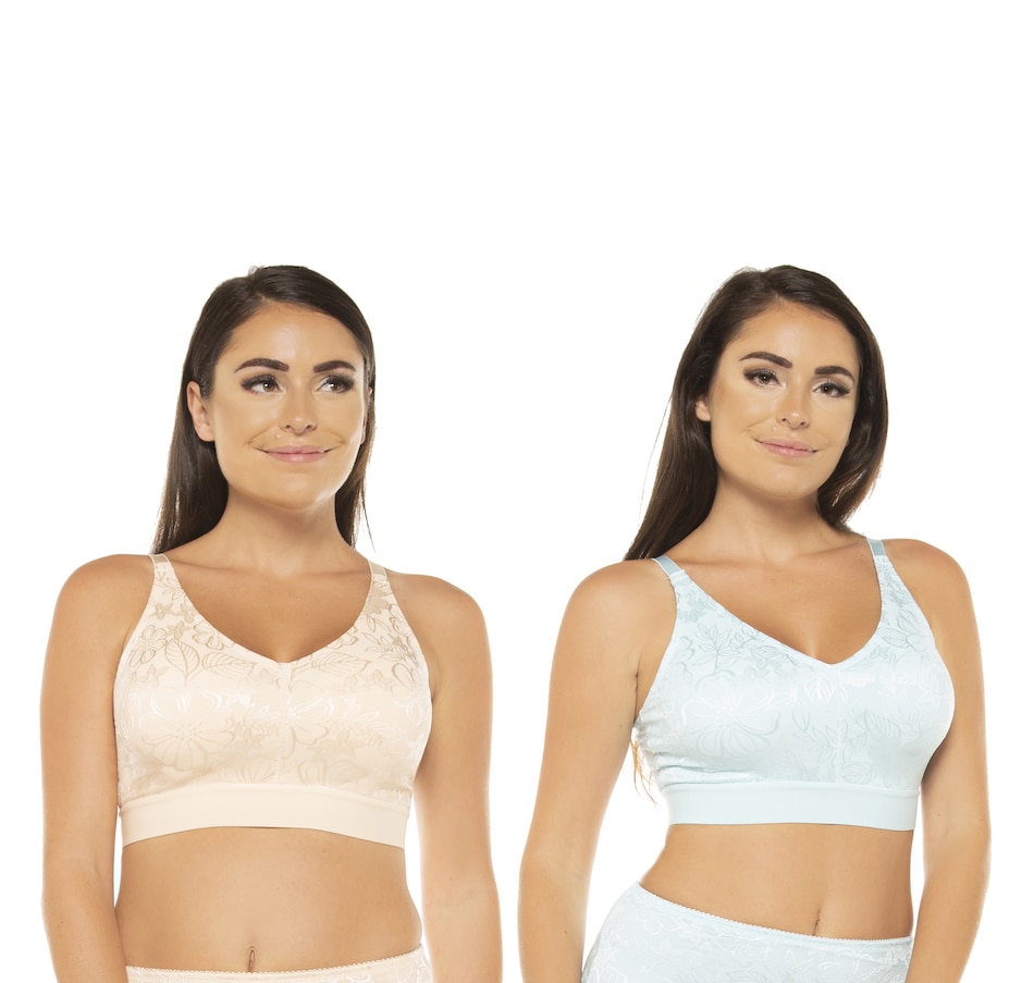 Clothing & Shoes - Socks & Underwear - Bras - Rhonda Shear Jacquard Mesh  Lace Bra With Removable Pads 2-Pack - Online Shopping for Canadians