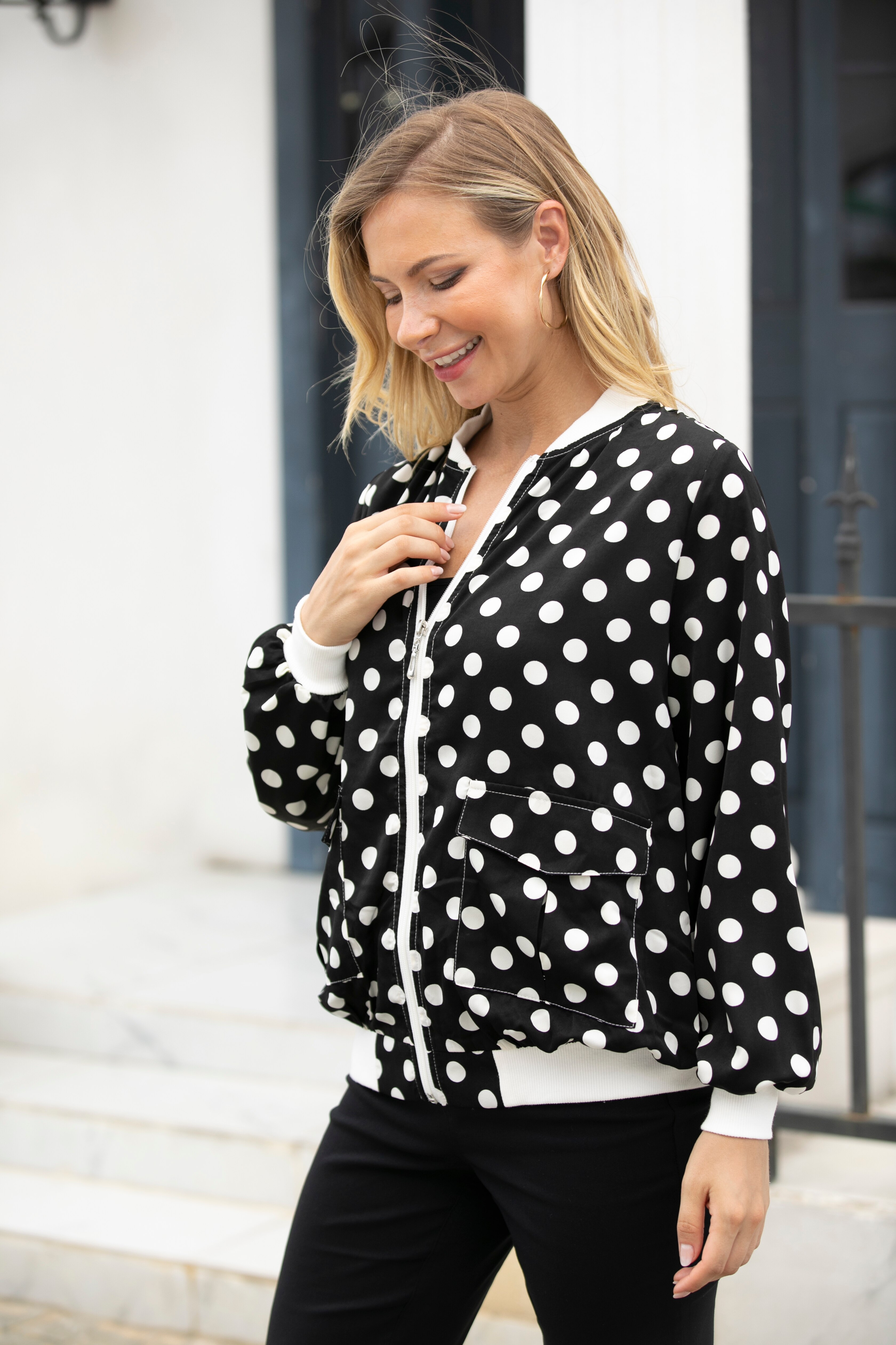 Polka dot 2025 bomber jacket