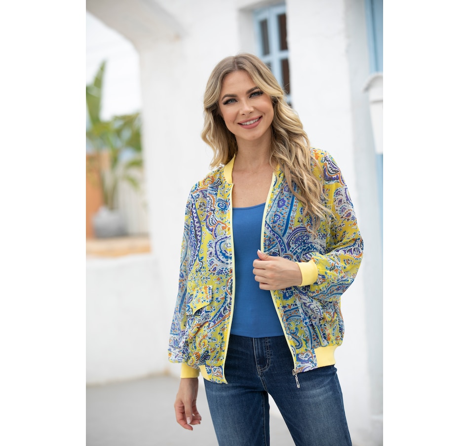 Image 219331_PSL.jpg, Product 219-331 / Price $29.88, Orange Fashion Village Printed Bomber Jacket With Pockets from Orange Fashion Village on TSC.ca's Fashion department