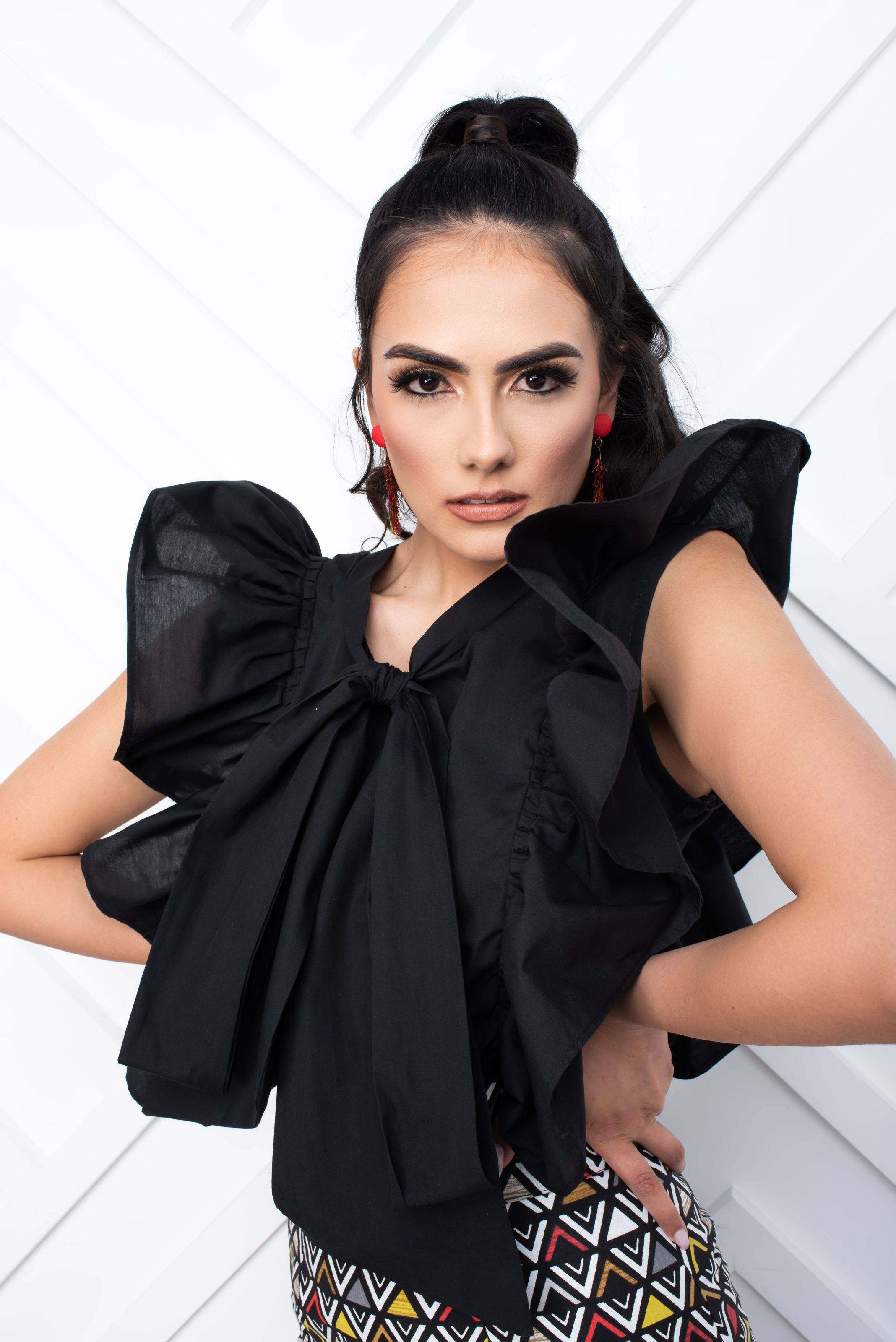 ruffle bow blouse