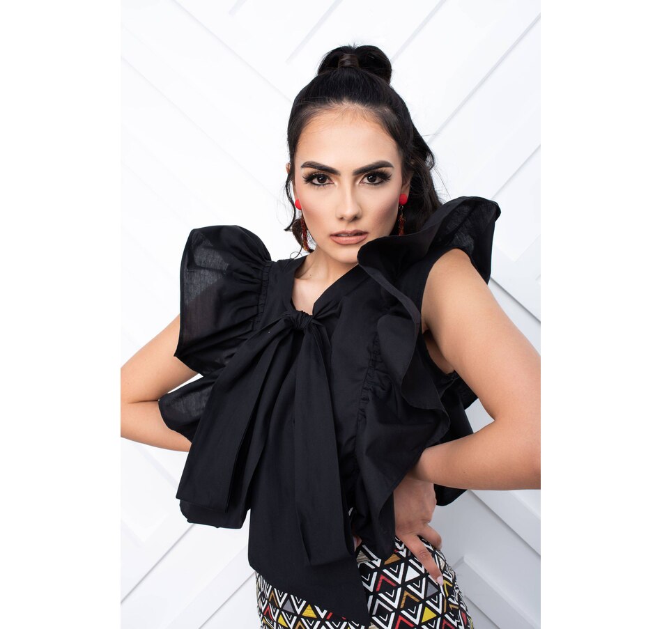 Image 219361_BLK.jpg, Product 219-361 / Price $59.33, Kaela Kay Yaya Sleeveless Ruffle Bow Blouse from Kaela Kay on TSC.ca's Fashion department