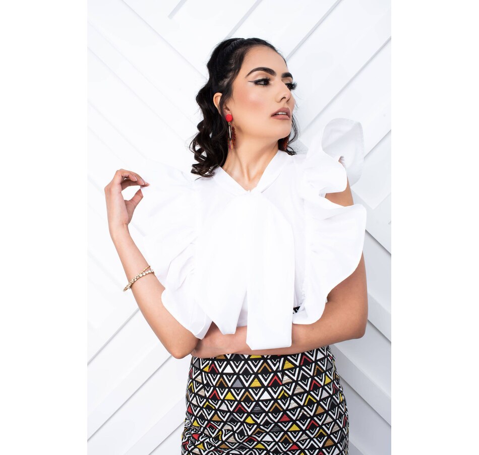 Image 219361_WHT.jpg, Product 219-361 / Price $59.33, Kaela Kay Yaya Sleeveless Ruffle Bow Blouse from Kaela Kay on TSC.ca's Fashion department