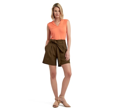 H Halston Jersey And Eyelit Sleeveless Top