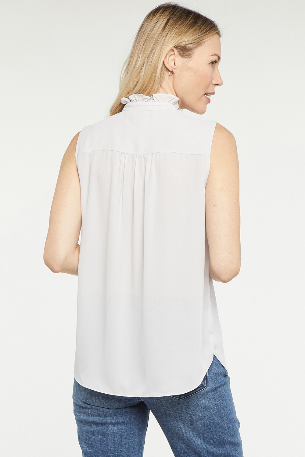 Sleeveless ruffle hot sale neck top