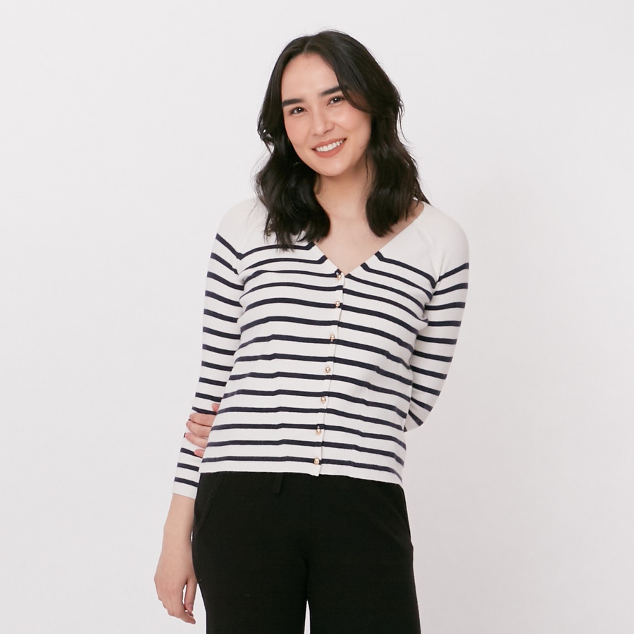 Image 219529_IVNY.jpg, Product 219-529 / Price $29.33, Crystal Kobe Striped Ribbed Cardigan from Crystal Kobe on TSC.ca's Fashion department