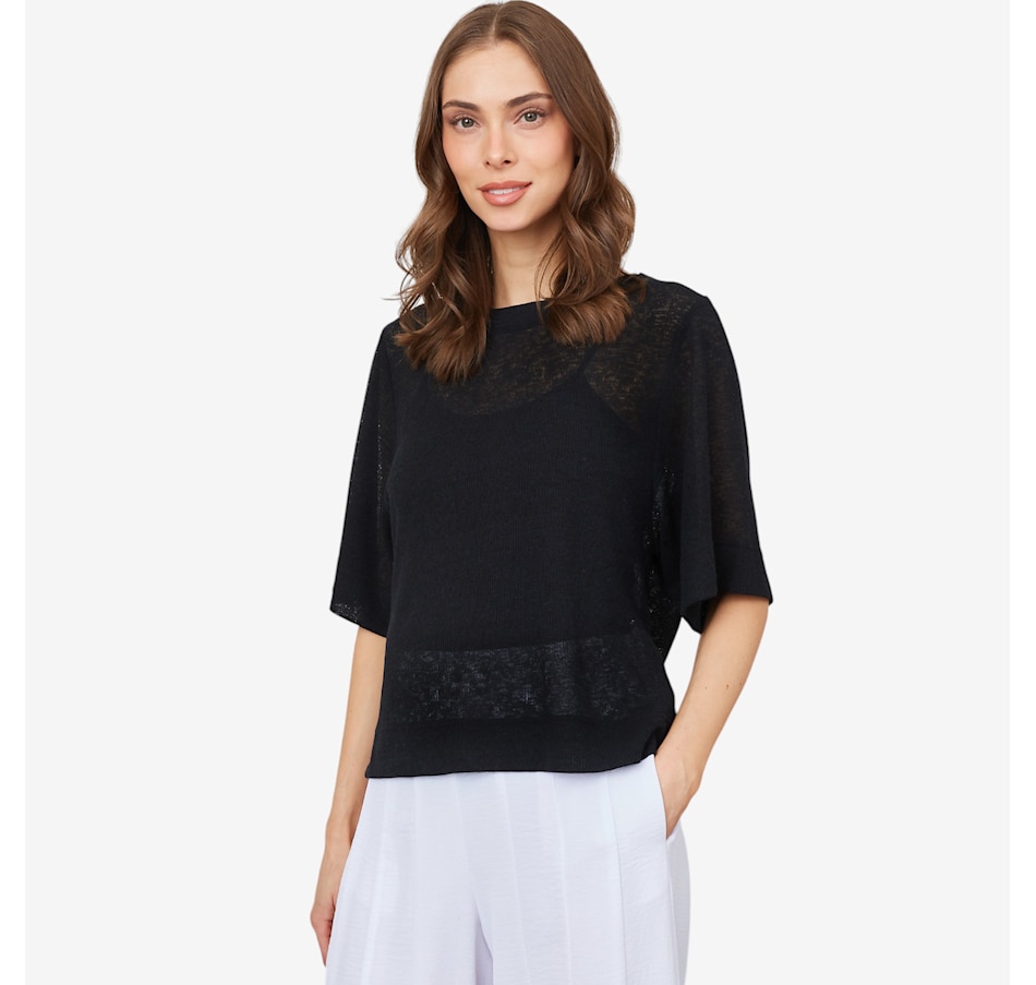 Image 219654_BLK.jpg, Product 219-654 / Price $54.88, Red Coral Button Back Detail Light Topper from Red Coral Fashions on TSC.ca's Fashion department