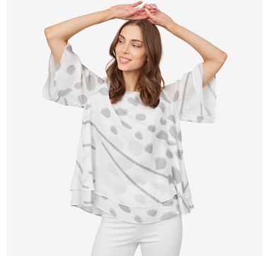 Red Coral Double Layered Faux Linen Top