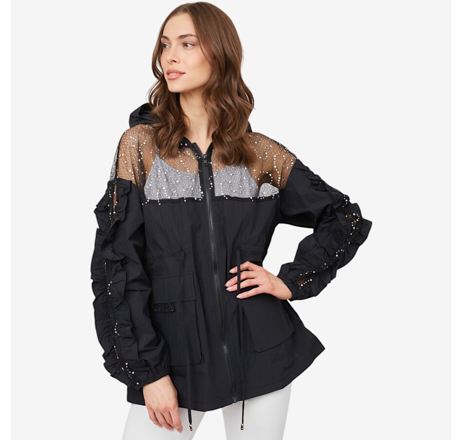 Image 219656_BLK.jpg, Product 219-656 / Price $54.88, Red Coral Sequin Lightweight Jacket with Hoody from Red Coral Fashions on TSC.ca's Fashion department