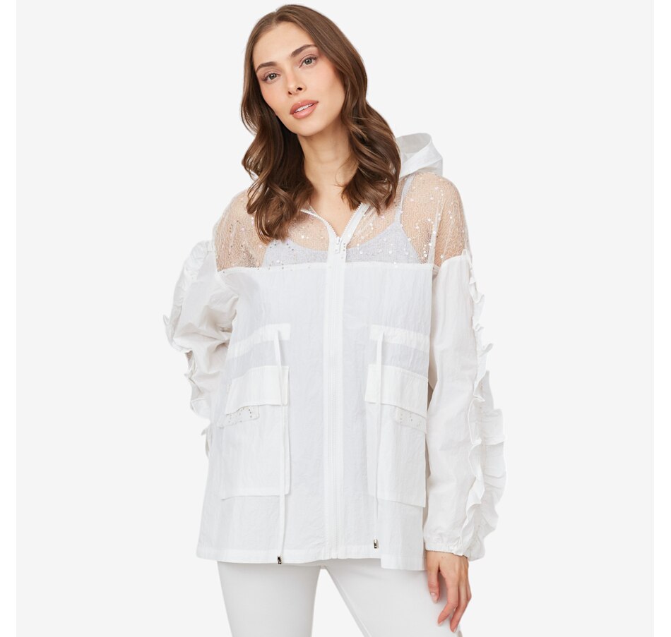 Image 219656_WHT.jpg, Product 219-656 / Price $54.88, Red Coral Sequin Lightweight Jacket with Hoody from Red Coral Fashions on TSC.ca's Fashion department