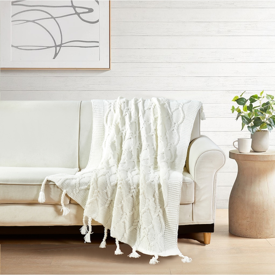 Image 219715_WHT.jpg, Product 219-715 / Price $54.99, Claro Living Home Knit Throw from Claro Living Home on TSC.ca's Home & Garden department