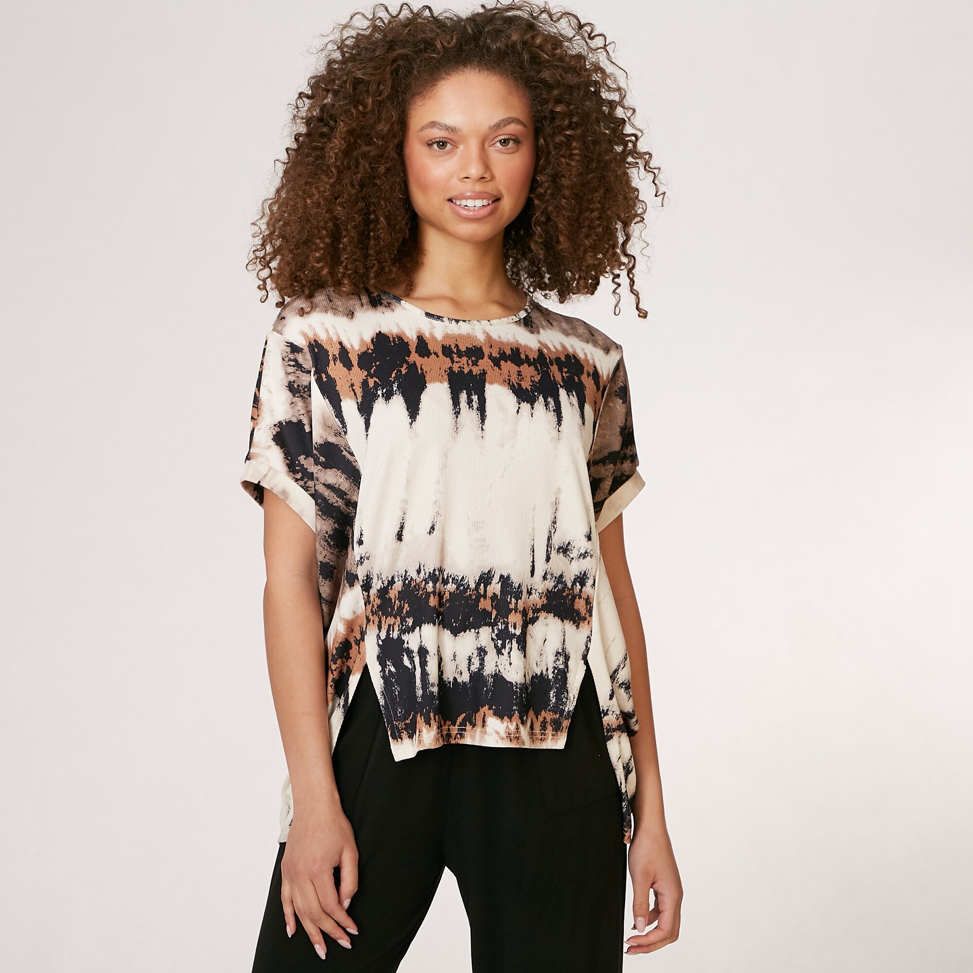 K♢041 stylist Abstract Peplum Blouse