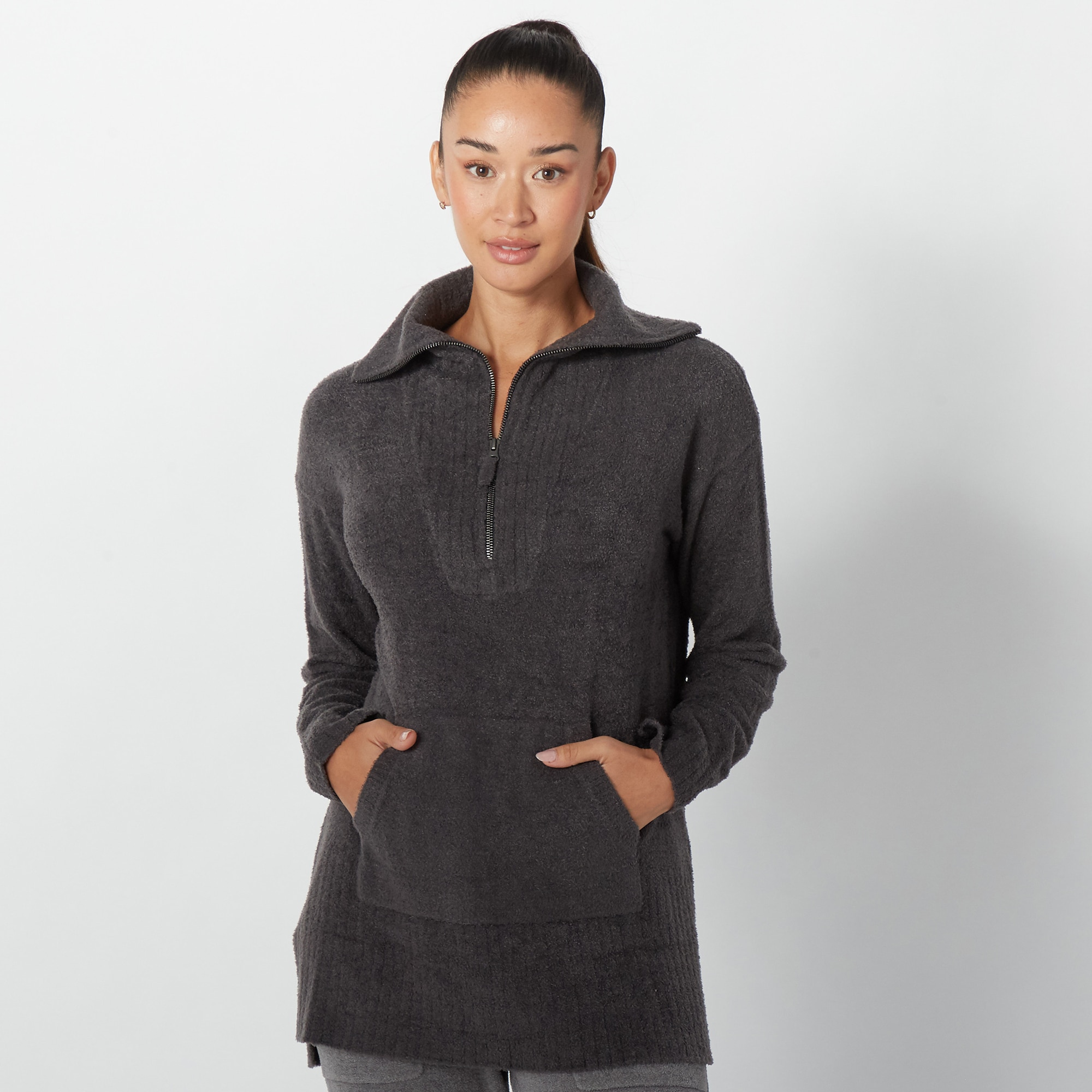 Barefoot Dreams CozyChic Lite High Rib Half Zip Pullover