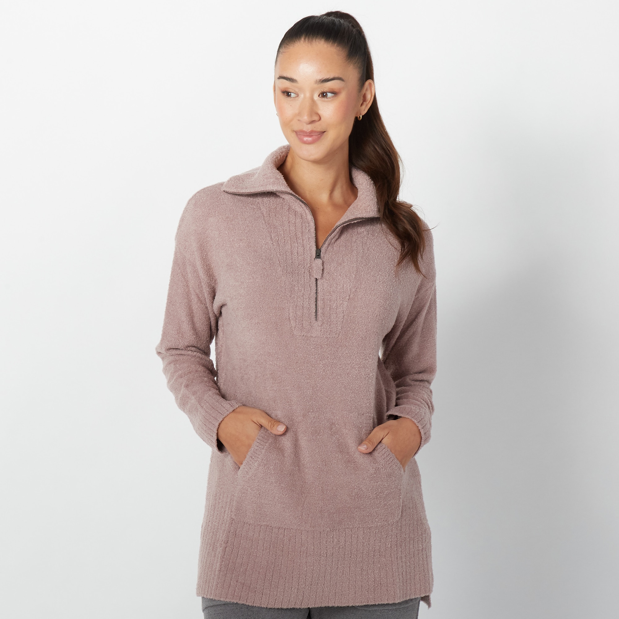 Barefoot Dreams CozyChic Lite High Rib Half Zip Pullover