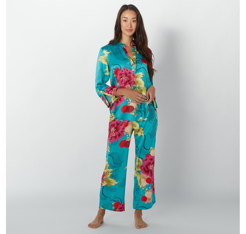 Clothing & Shoes - Pajamas & Loungewear - Pajama Sets & Nightgowns - N  Natori Stretch Silky Satin Mandarin Collar Printed PJ Set - Online Shopping  for Canadians