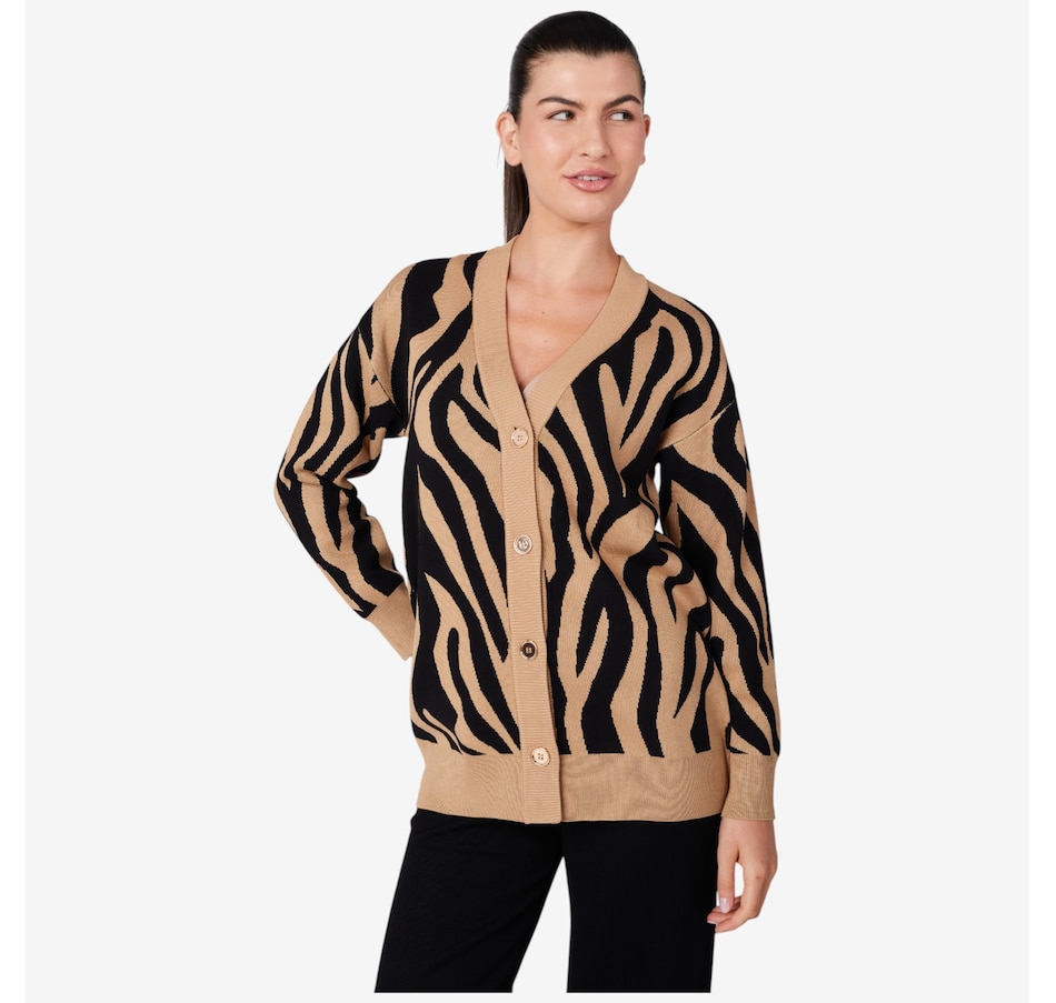 Image 219868_ZEB.jpg, Product 219-868 / Price $59.88, Isaac Mizrahi The Tribeca Jacquard Sweater Cardigan from Isaac Mizrahi New York on TSC.ca's Fashion department