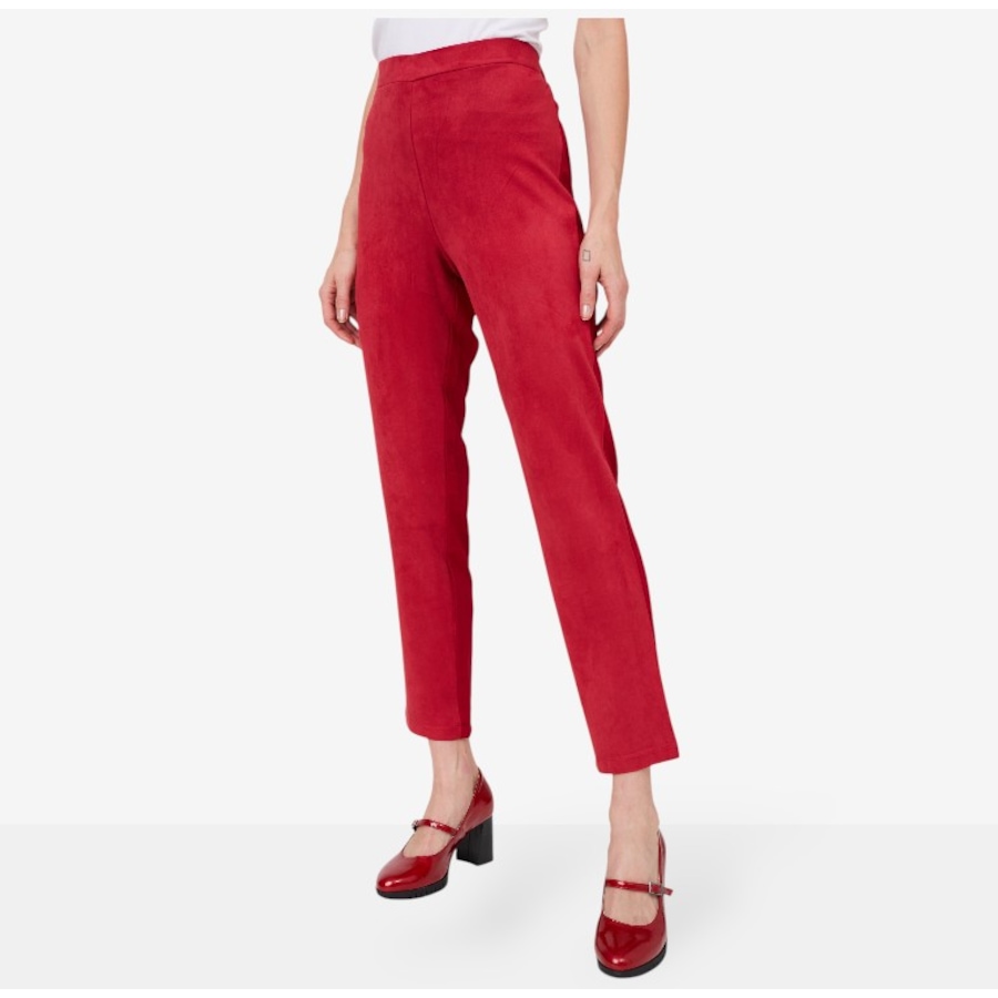 Image 219870_BRG.jpg, Product 219-870 / Price $14.33, Isaac Mizrahi Faux Suede Slim Ponte Ankle Pant from Isaac Mizrahi New York on TSC.ca's Fashion department