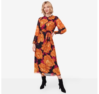 Isaac Mizrahi Printed Chiffon Maxi Dress