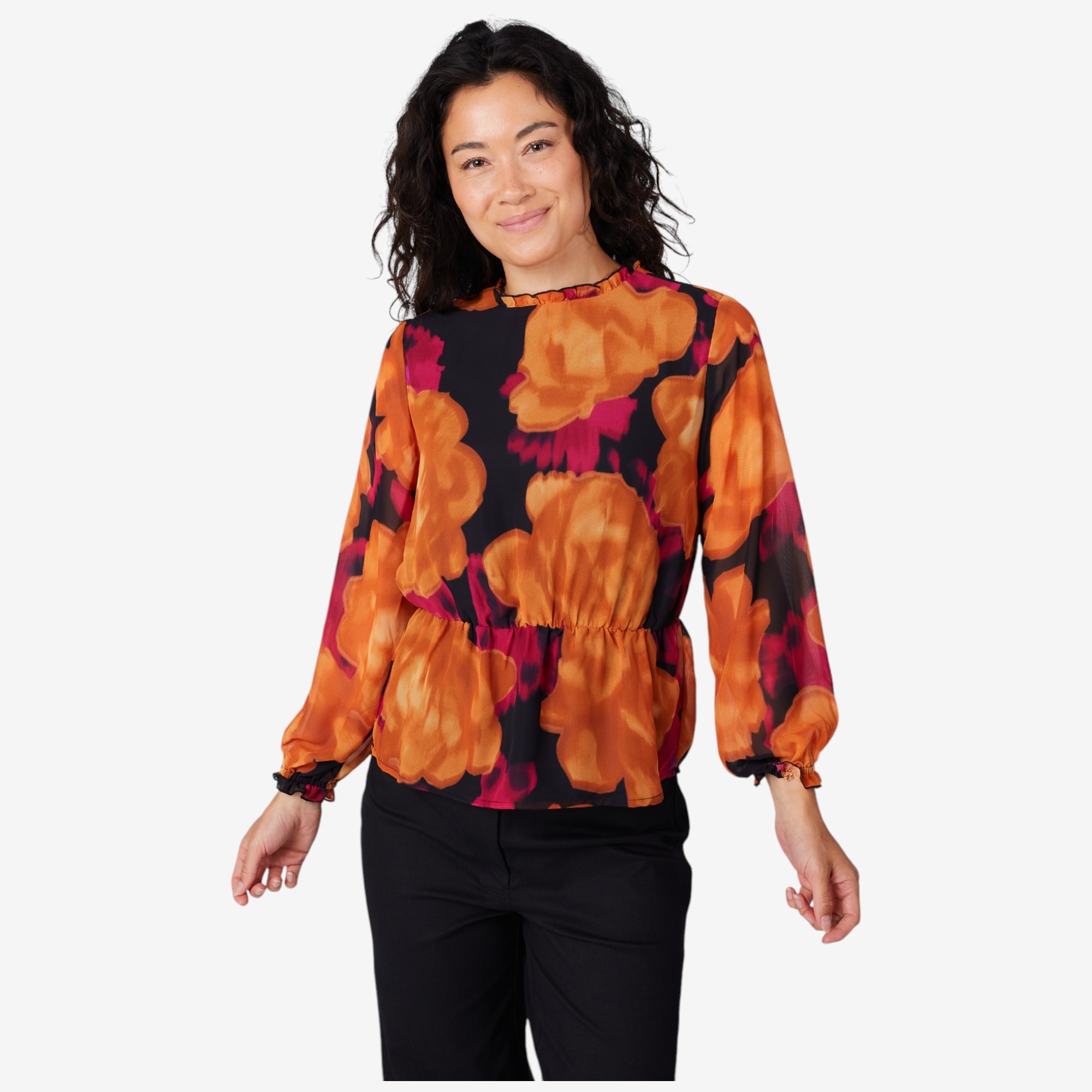 Isaac Mizrahi Printed Chiffon Peplum Top - TSC.ca