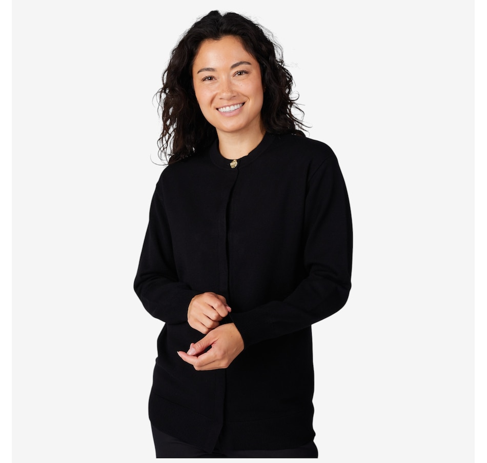 Image 219875_BLK.jpg, Product 219-875 / Price $79.88, Isaac Mizrahi Round Neck Button Down Cardigan Coat from Isaac Mizrahi New York on TSC.ca's Fashion department