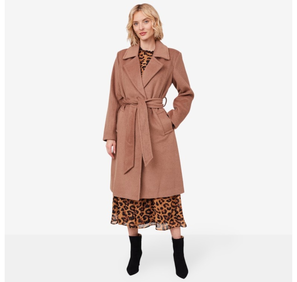 Image 219877_MOC.jpg, Product 219-877 / Price $170.88, Isaac Mizrahi Wool Blend Belted Wrap Coat from Isaac Mizrahi New York on TSC.ca's Fashion department