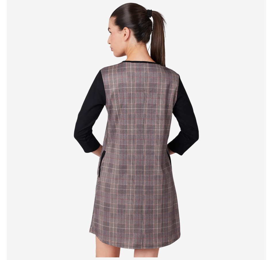 Image 219879_ALTMORE3.jpg, Product 219-879 / Price $59.88, Isaac Mizrahi Ponte Knit Swing Dress with Faux Suede Sleeves from Isaac Mizrahi New York on TSC.ca's Fashion department