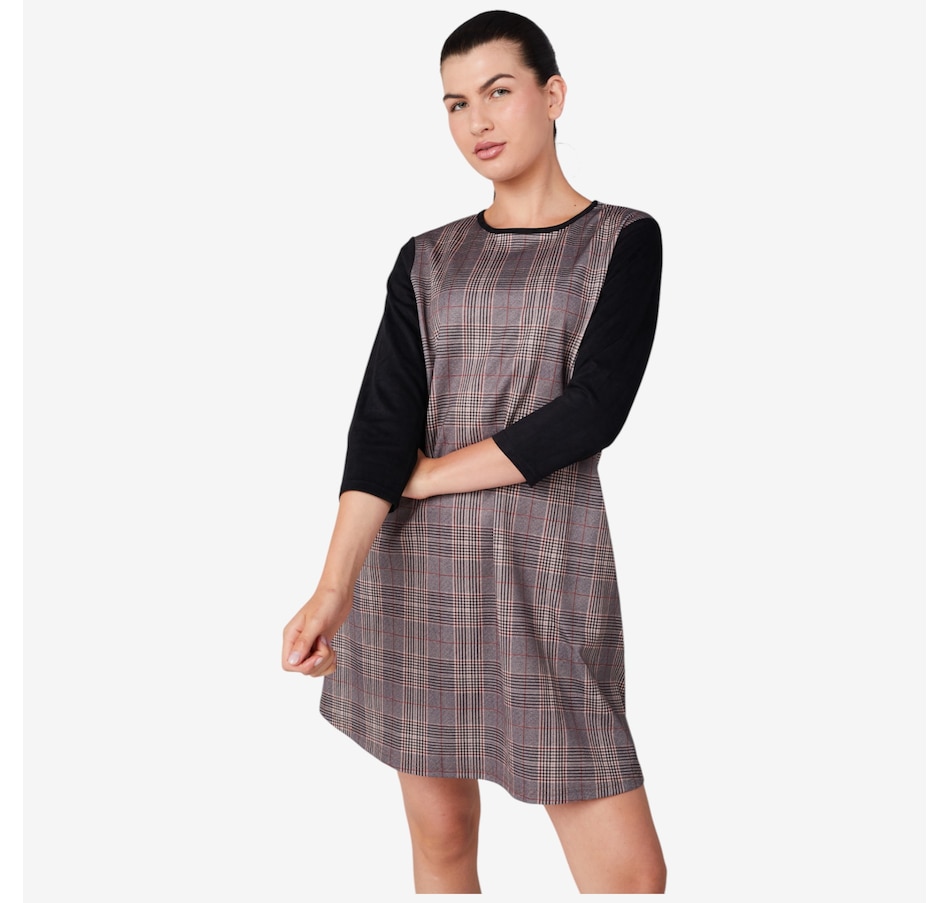 Image 219879_ALTMORE4.jpg, Product 219-879 / Price $59.88, Isaac Mizrahi Ponte Knit Swing Dress with Faux Suede Sleeves from Isaac Mizrahi New York on TSC.ca's Fashion department