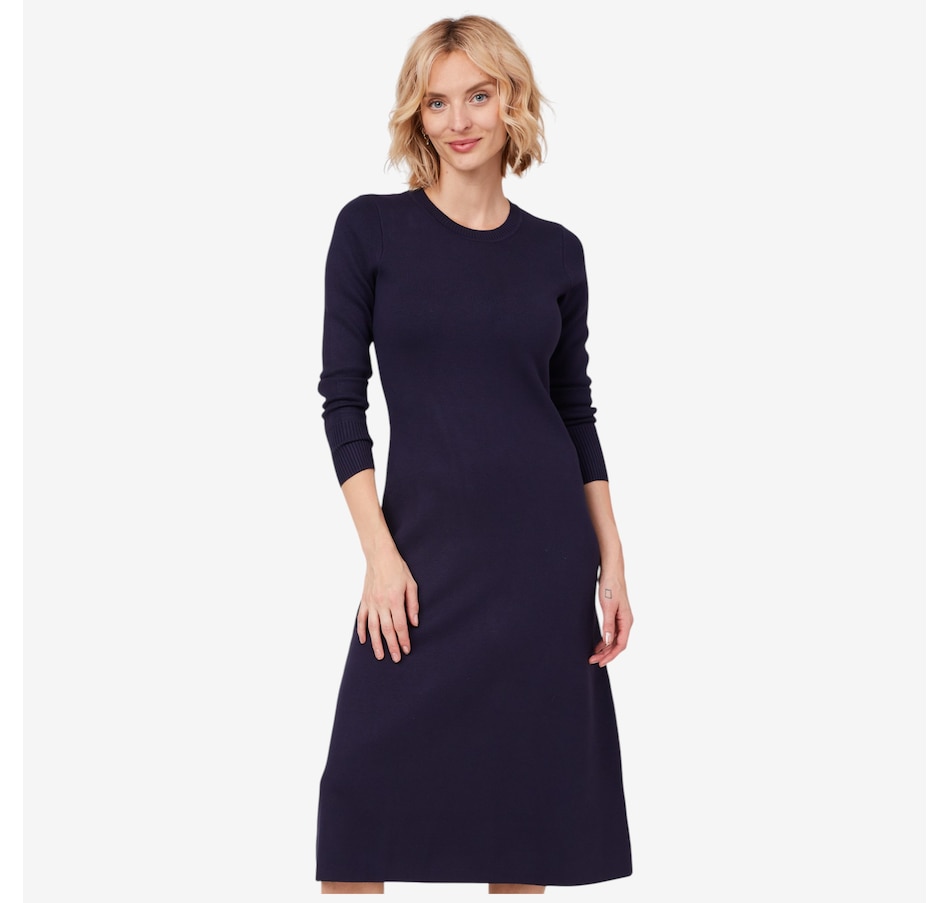 Image 219880_NVY.jpg, Product 219-880 / Price $79.88, Isaac Mizrahi Knit Midi Sweater Dress from Isaac Mizrahi New York on TSC.ca's Fashion department