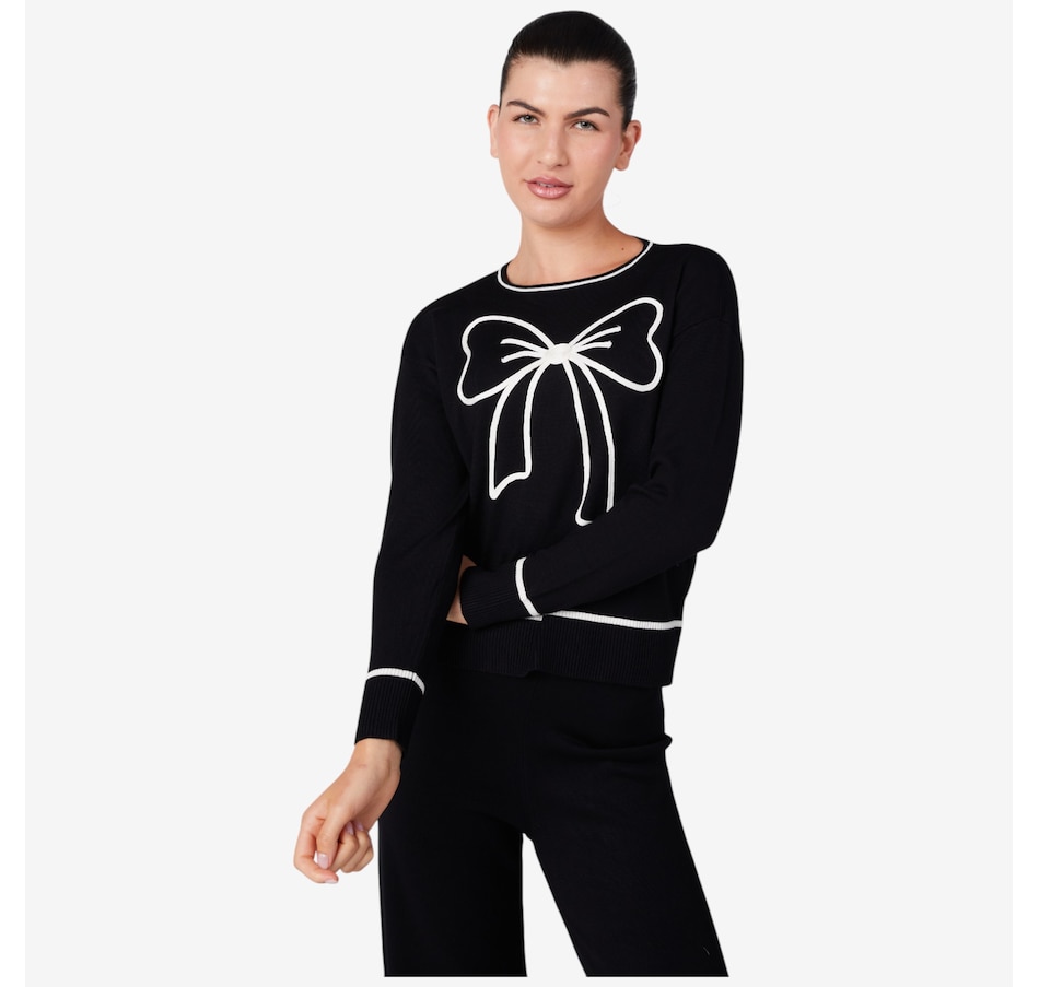 Image 219881_BLK.jpg, Product 219-881 / Price $69.88, Isaac Mizrahi Bow Sweater from Isaac Mizrahi New York on TSC.ca's Fashion department