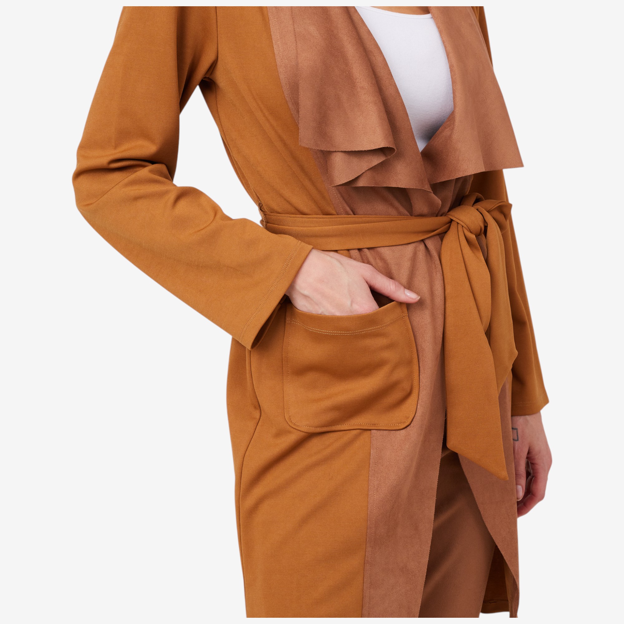 Isaac Mizrahi Ponte & Faux Suede Drape Cardigan - TSC.ca