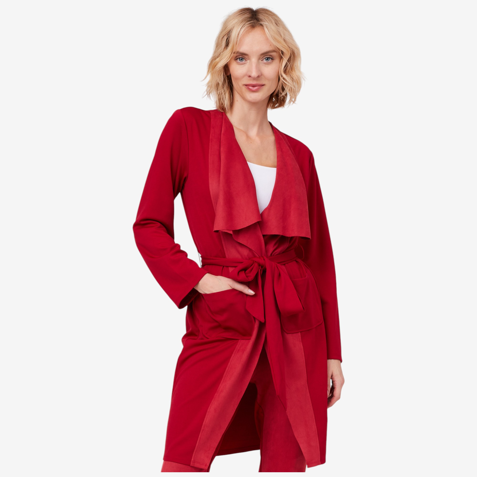 Isaac Mizrahi Ponte & Faux Suede Drape Cardigan - TSC.ca