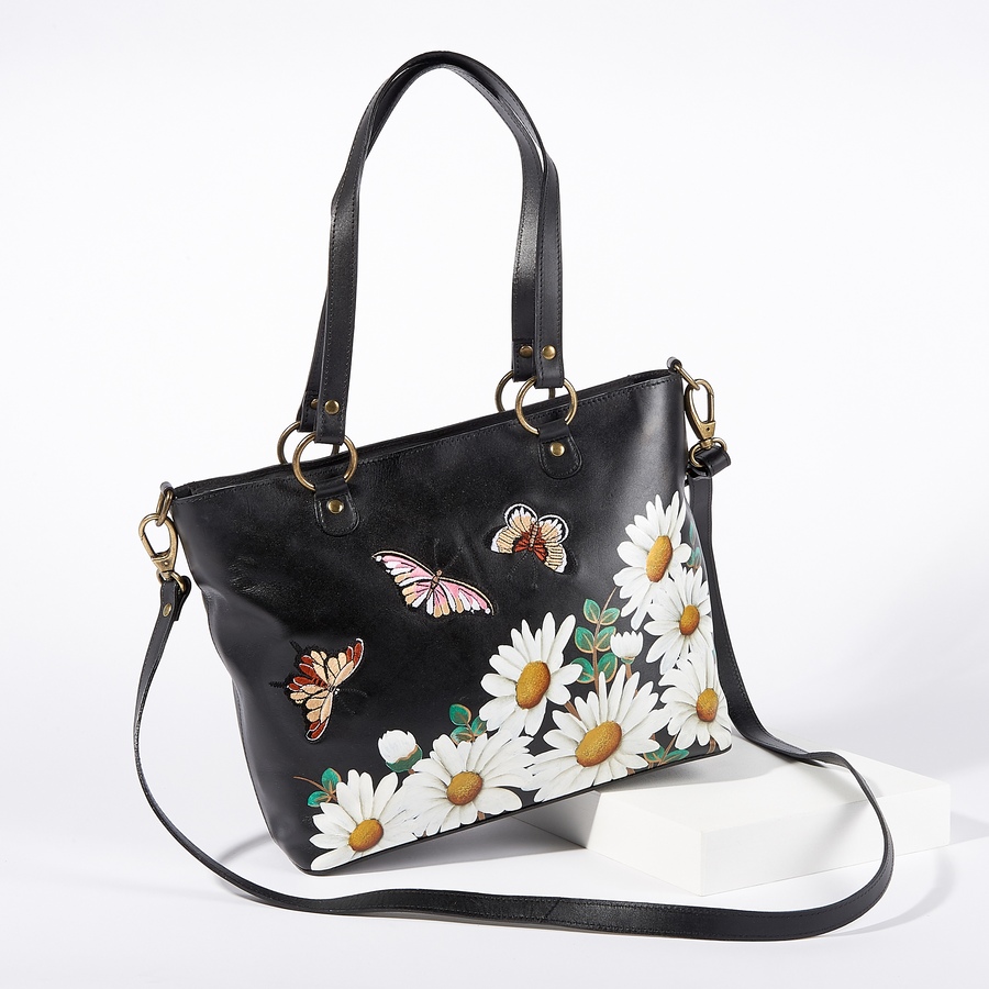 Image 219965_DDSS.jpg, Product 219-965 / Price $149.88, Anuschka Painted and Embroidered Zip Top Tote from Anuschka Handbags on TSC.ca's Fashion department
