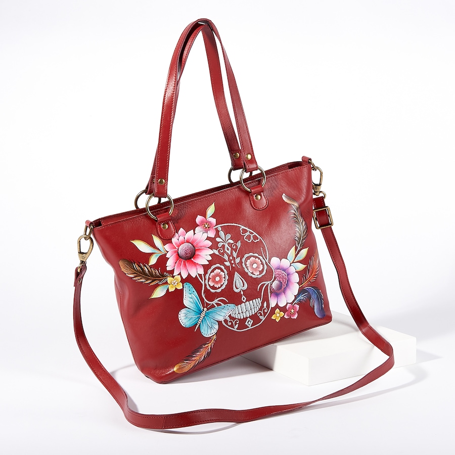 Image 219965_SKUL.jpg, Product 219-965 / Price $149.88, Anuschka Painted and Embroidered Zip Top Tote from Anuschka Handbags on TSC.ca's Fashion department