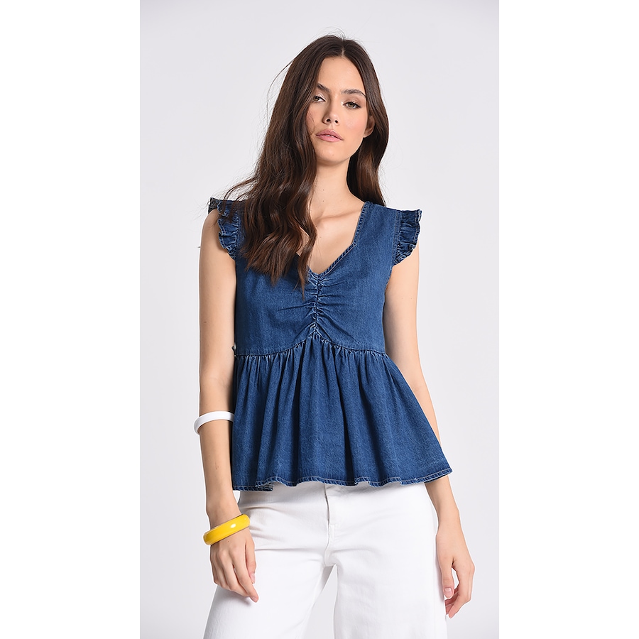 Image 219993_BDE.jpg, Product 219-993 / Price $29.33, Molly Bracken Denim Ruffle Top from Molly Bracken on TSC.ca's Fashion department