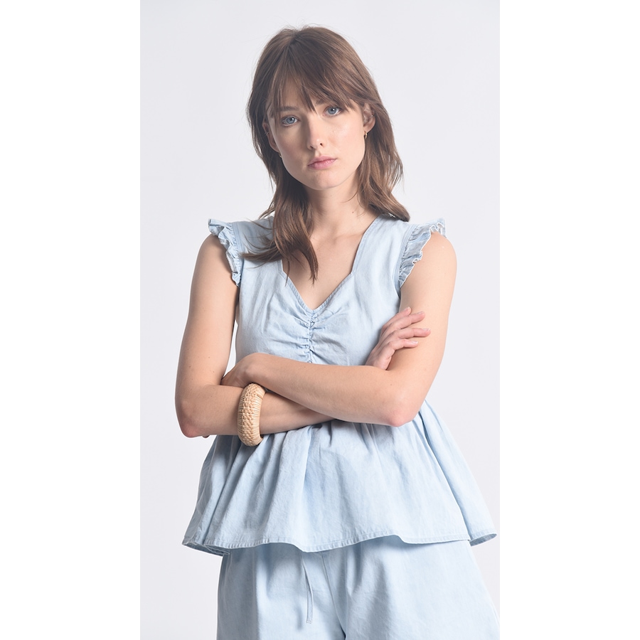 Image 219993_LDE.jpg, Product 219-993 / Price $29.33, Molly Bracken Denim Ruffle Top from Molly Bracken on TSC.ca's Fashion department