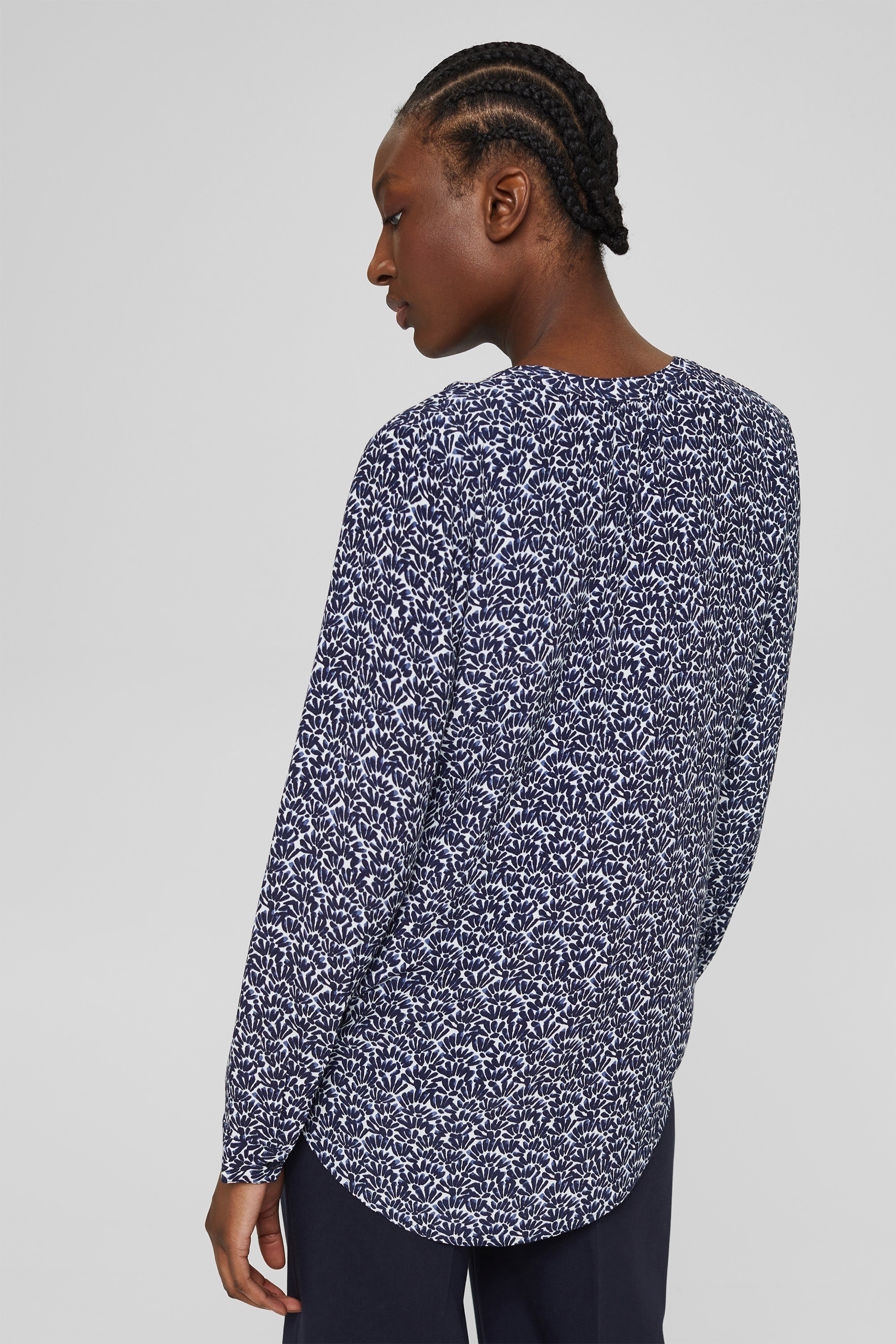 Esprit Long Sleeve Printed Crepe Blouse