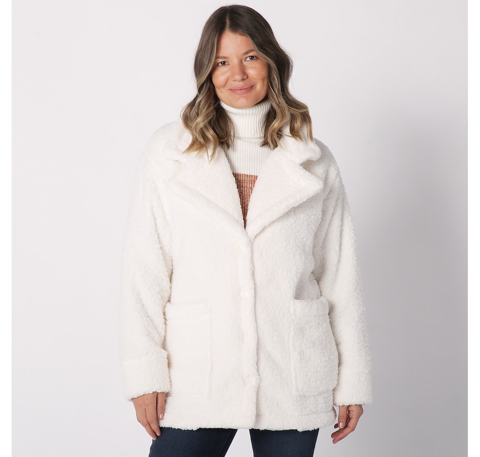 Clothing & Shoes - Jackets & Coats - Coats & Parkas - Diane Gilman Notch  Collar Button Front Sherpa Coat - Online Shopping for Canadians