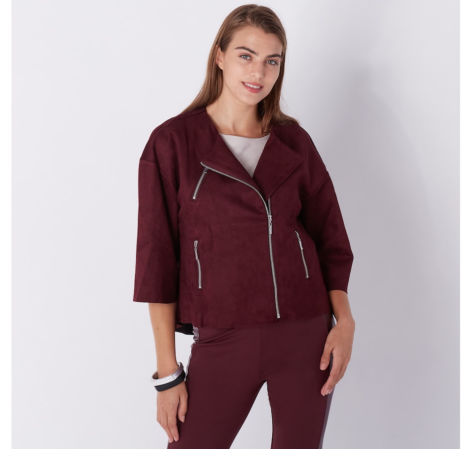 Image 220138_BRG.jpg, Product 220-138 / Price $34.33, WynneLayers Bonded Faux Suede Zip Jacket from Wynnelayers on TSC.ca's Fashion department