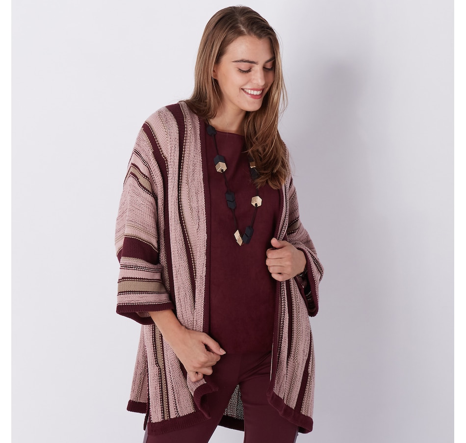 Image 220157_BRG.jpg, Product 220-157 / Price $49.33, WynneLayers Mixed Stitch Knit Intarsia Topper from Wynnelayers on TSC.ca's Fashion department