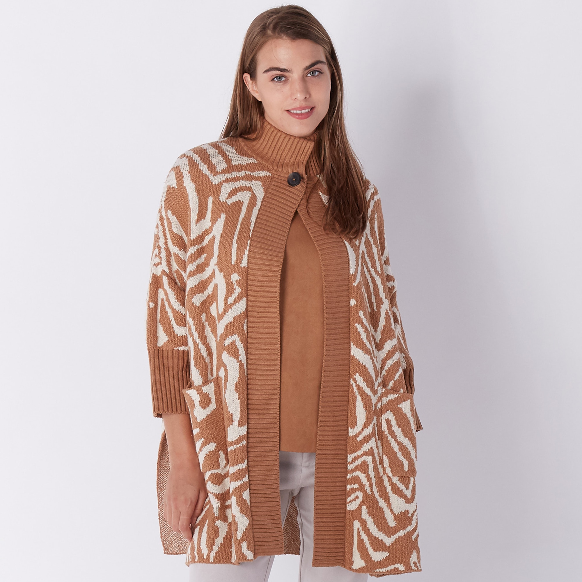 WynneLayers Double Knit Slub Jacquard Coatigan