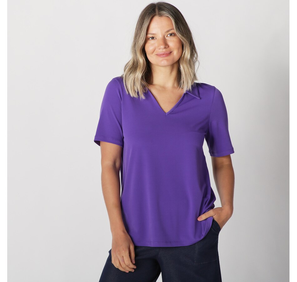Image 220173_PUR.jpg, Product 220-173 / Price $29.33, Kim & Co Brazil Knit Collared Top from Kim & Co. on TSC.ca's Fashion department