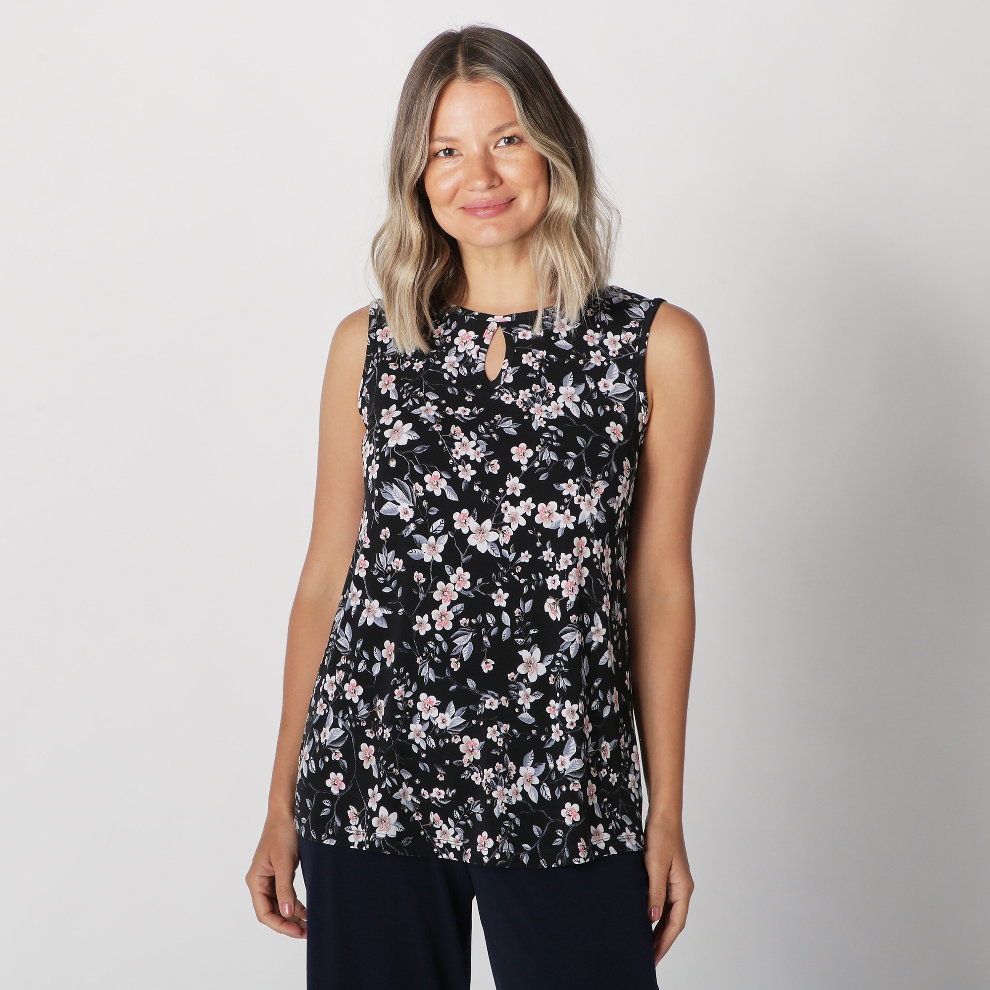 sleeveless keyhole top