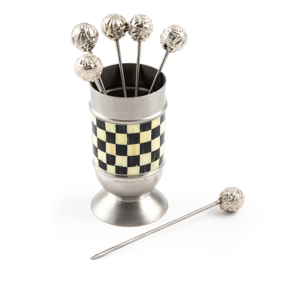 Image 220221.jpg, Product 220-221 / Price $54.00, Mackenzie-Childs Courtly Check Club Pick Set from MacKenzie Childs on TSC.ca's Kitchen department