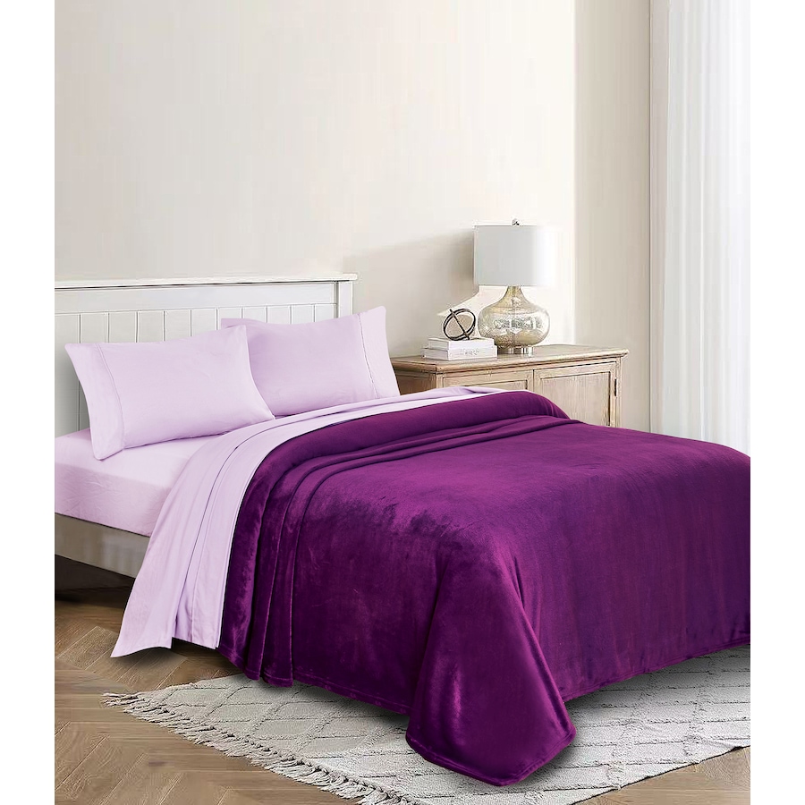 Image 220253_PUR.jpg, Product 220-253 / Price $59.99, Claro Home Living 4-Piece Sheet Set and Plush Blanket from Claro Living Home on TSC.ca's Home & Garden department