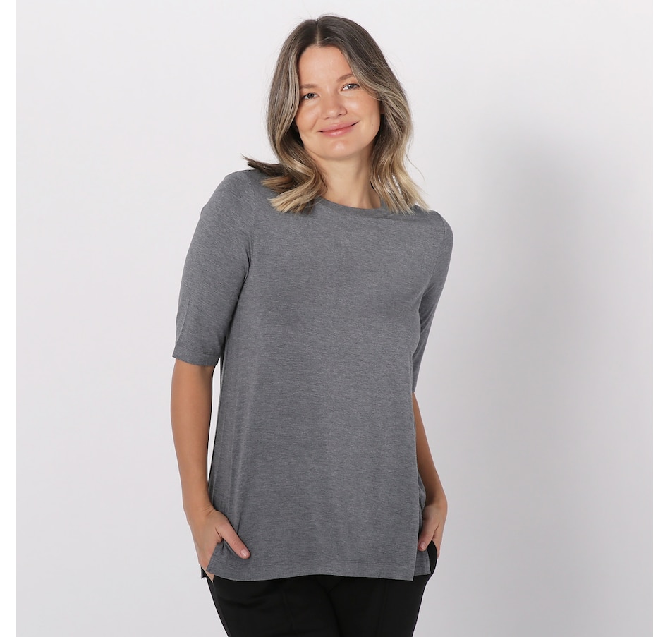 Clothing & Shoes - Tops - T-Shirts & Tops - Cuddl Duds Flexwear Asymmetric  Hem Top - Online Shopping for Canadians